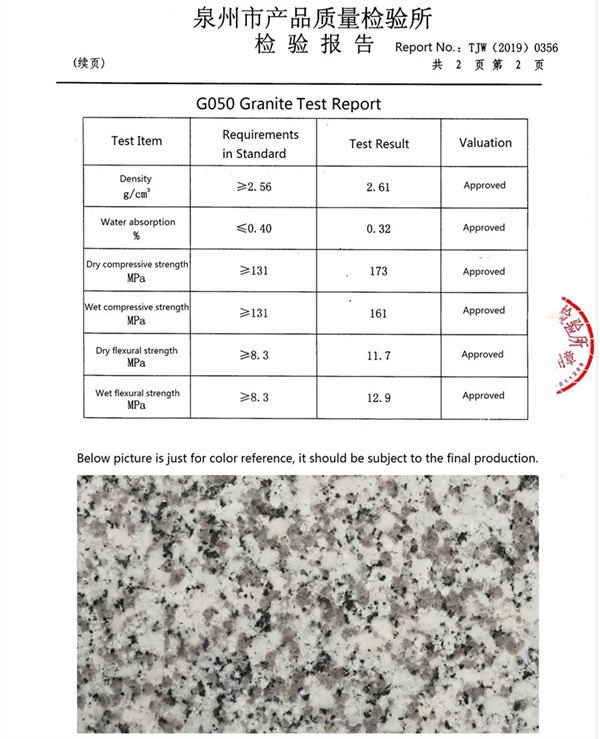 Bianco Sardo Granito Test report Bianco Sardo Granito Test report